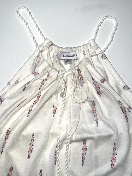 LASCANA Off White Braided Strap Print Halter Neck Top Sz 4/6 - Picture 3 of 12